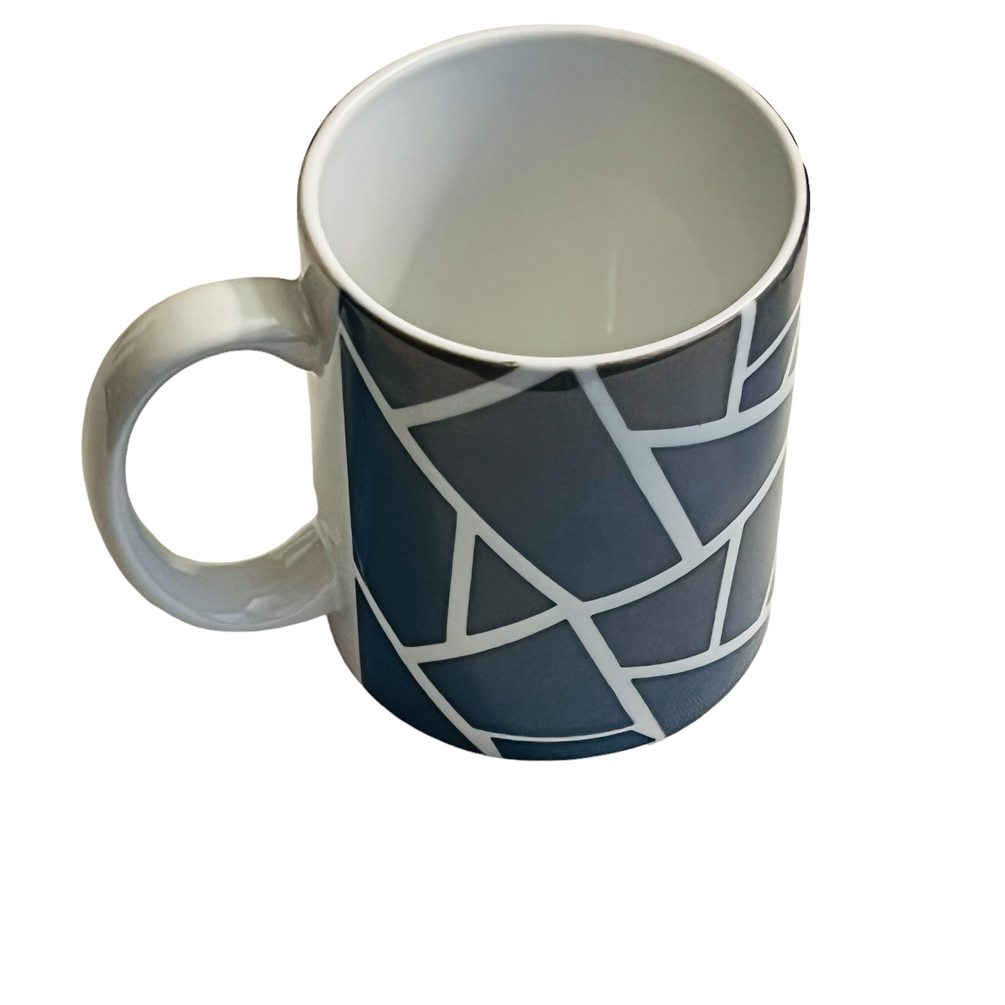 JenDore Bleu Géométrique 12 oz. Tasse à café et à thé