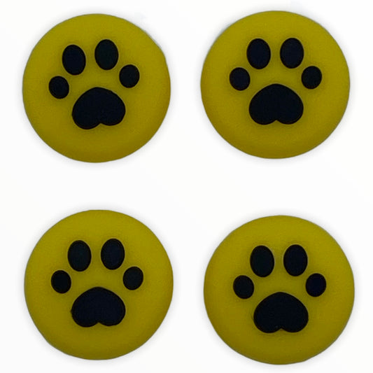 JenDore Golden Yellow & Black 4Pcs Paw Silicone Thumb Grip Caps for Nintendo Switch