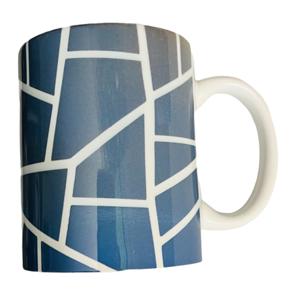 JenDore Bleu Géométrique 12 oz. Tasse à café et à thé