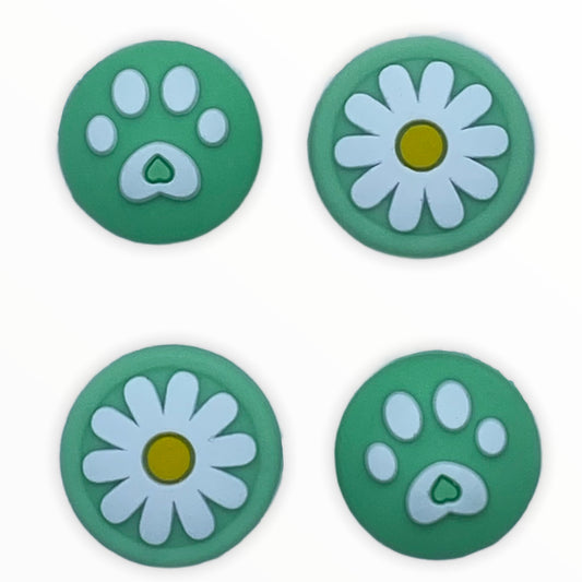 JenDore Green 4Pcs Paws & Flowers Silicone Thumb Grip Caps for Nintendo Switch